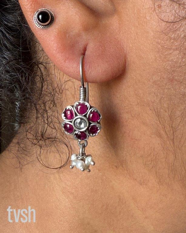 Silver hanging earring