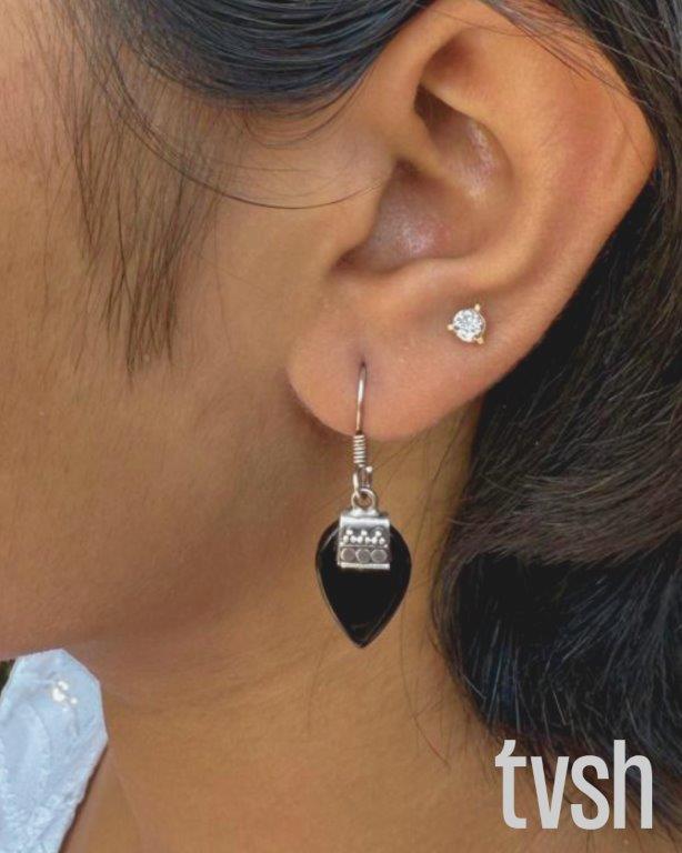 Silver hanging with black onyx