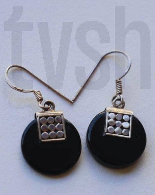 Silver hanging with black onyx